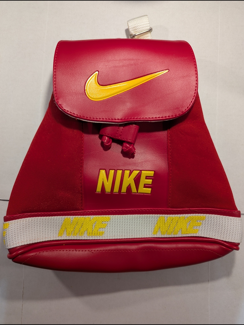 Vintage 90s Nike Mini Backpack Red/ Yellow Swoosh Y2k Small Rucksack Bag Rare